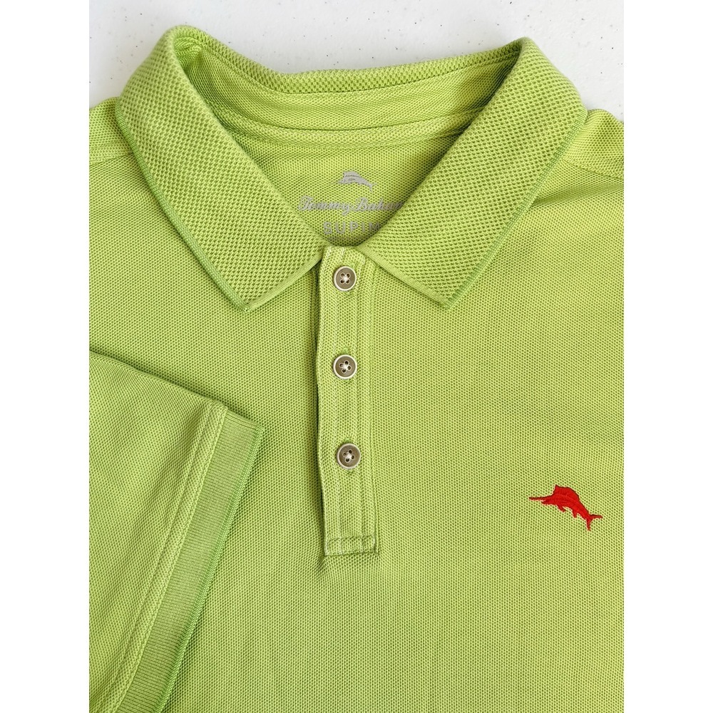 Tommy Bahama Men's XL Neon Bright Green Thick Textured Knit Short Sleeve Polo